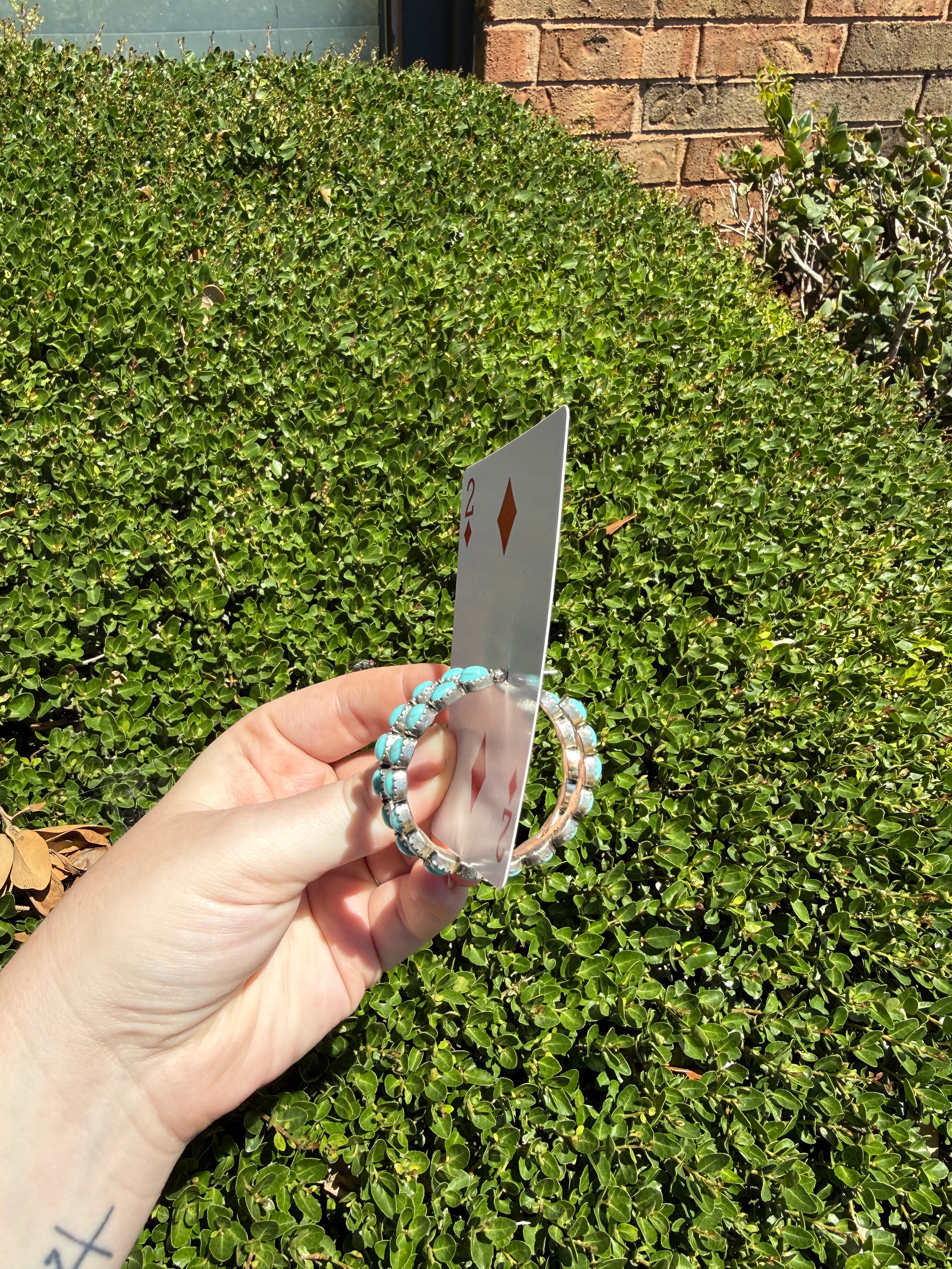 Faux turquoise hoops